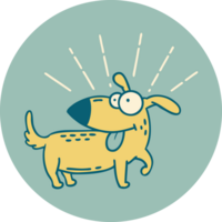 icon of tattoo style happy dog png