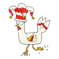 textured cartoon chicken running in funny hat png