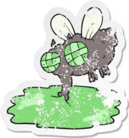 retro distressed sticker of a cartoon gross fly png
