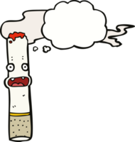 cartoon cigarette with thought bubble png