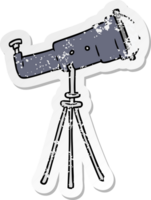 distressed sticker cartoon doodle of a large telescope png