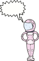 cartoon female astronaut with speech bubble png