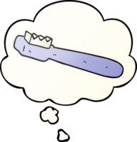 cartoon toothbrush and thought bubble in smooth gradient style png