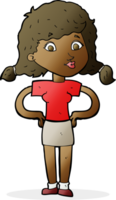 cartoon pretty girl with hands on hips png