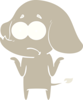 elefante inseguro dos desenhos animados de estilo de cor plana png