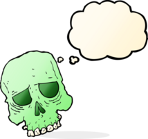 cartoon spooky skull with thought bubble png