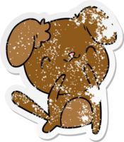 adesivo angustiado cartoon kawaii de um cachorro fofo png