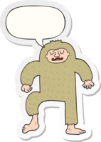 cartoon bigfoot en tekstballon sticker png