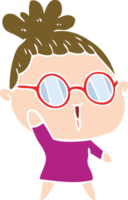 flat color style cartoon woman wearing spectacles png