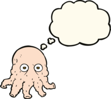 cartoon alien squid face with thought bubble png