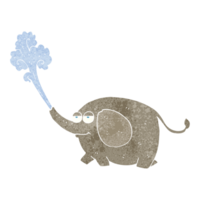 retro tecknad serie elefant sprutande vatten png