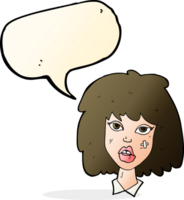 cartoon woman with bruised face with speech bubble png