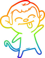 rainbow gradient line drawing funny cartoon monkey png