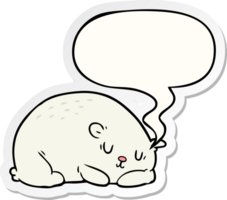 cartoon sleepy polar bear and speech bubble sticker png