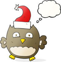 thought bubble cartoon owl wearing christmas hat png