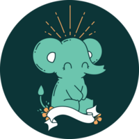 icon of tattoo style cute elephant png