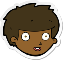 adesivo de um rosto de menino feliz de desenho animado png