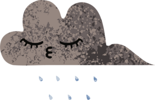 nuvem de chuva de tempestade de desenho de estilo de ilustração retrô png