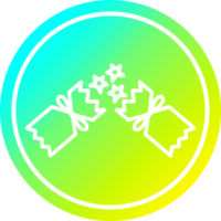 exploding christmas cracker circular in cold gradient spectrum png