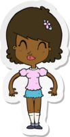 sticker of a cartoon happy pretty woman png