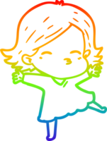 mujer de dibujos animados de dibujo de línea de gradiente de arco iris png