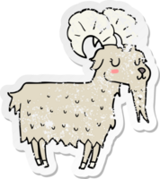 distressed sticker of a cartoon goat png