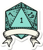 adesivo de rolo de dados natural um d20 png