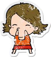 distressed sticker of a cartoon woman png