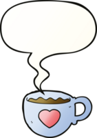 I love coffee cartoon cup and speech bubble in smooth gradient style png