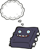 cartoon computer chip with thought bubble png