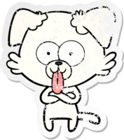 distressed sticker of a cartoon dog with tongue sticking out png