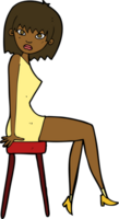 cartoon woman sitting on stool png