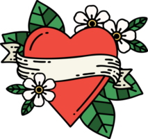 tatuagem tradicional de um coração e banner png