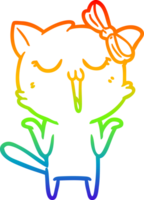 rainbow gradient line drawing cartoon cat png