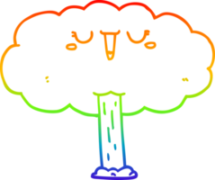 rainbow gradient line drawing cartoon tree png