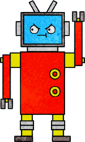 robot de dibujos animados de textura grunge retro png