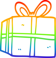 rainbow gradient line drawing cartoon wrapped present png
