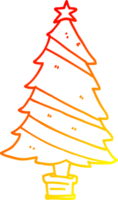 ligne de gradient chaud dessinant un arbre de noël de dessin animé png