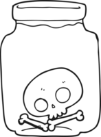 black and white cartoon jar with skull png