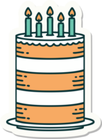 tattoo style sticker of a birthday cake png