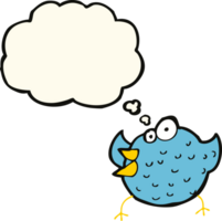 tekenfilm gelukkig vogel met gedachte bubbel png