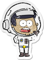 autocollant en détresse d'un astronaute surpris de dessin animé png