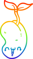 linha de gradiente de arco-íris desenhando sementes de desenhos animados bonitos brotando png