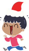 laughing flat color illustration of a man wearing santa hat png