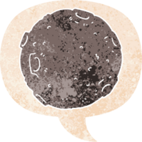 cartoon moon and speech bubble in retro textured style png