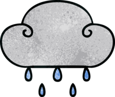 eigenzinnige handgetekende cartoon regenwolk png