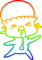 Regenbogen-Gradientenlinie, die einen seltsamen Cartoon-Alien zeichnet png