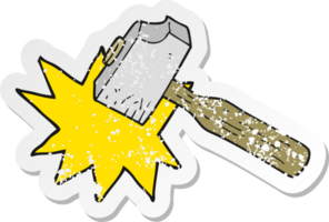 retro distressed sticker of a cartoon mallet png