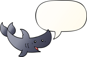cartoon shark and speech bubble in smooth gradient style png