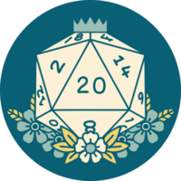 tattoo style icon of a d20 png